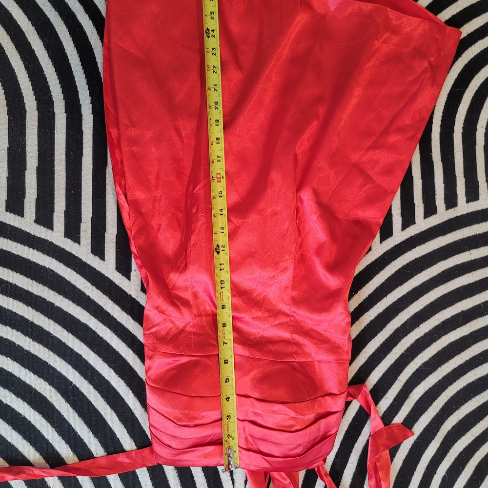 NWT Wear Your Love Red Satin Tie-Shoulder Cocktail Dress Size 4 - Picture 6 of 7